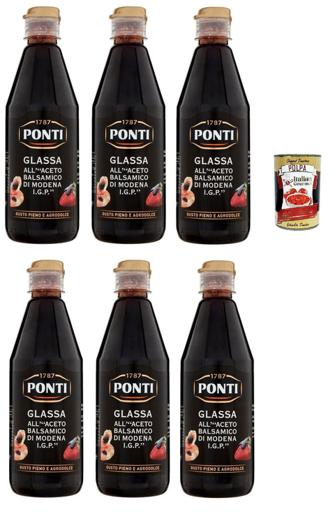 Ponti Glassa all'Aceto Balsamico di Modena,Glasur mit Balsamico Essig aus Modena I.G.P., 6x 500 g italienisch Original