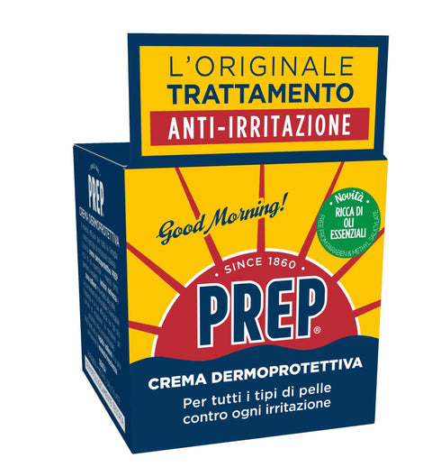 PREP Hautschutzcreme, beruhigende Creme für alle Hauttypen, feuchtigkeitsspendende Körpercreme für trockene und gereizte Haut, Körpercreme für Herren, Damen und Kinder, Format 12 Gläser à 75 ml italienisch Original