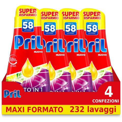 Pril Spülmaschinenreinigung Henkel Pril All-in-1 Zitronengel, 4er Pack (4 x 1300 g) 8015500622852