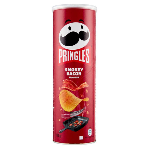 Pringles Smokey Bacon Flavour der unwiderstehliche in der praktischen Dose knackige Chips mit Smokey Bacon Geschmack 175 g 12x italienisch Original