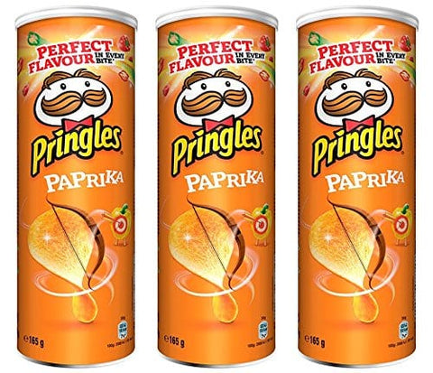 Pringles Paprika Crisps. [Pack 3] 1x165g Original italienisch Snack