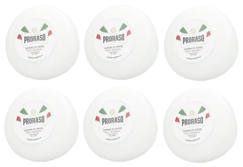Proraso Seifen 6er Shaving Soap White Line in a Bowl Proraso Rasierseife Weiß im Tiegel 150 ml 8004395009213