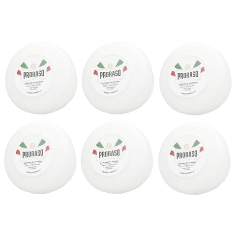 Proraso 6er Shaving Soap White Line in a Bowl Proraso Rasierseife Weiß im Tiegel 150 ml Original italienisch