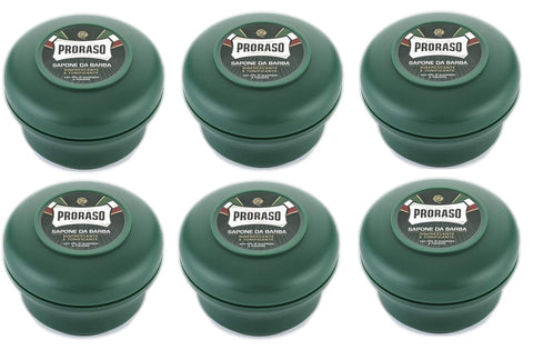 Proraso 6x Rasierseife 150 ml Eukalyptus, Menthol, Glycerin für empfindliche Haut von Herren italienisch Original