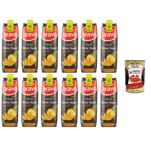 Rauch Bravo Energy Drinks Rauch Bravo Premium Melone und Ananas, überraschend, mit Vitamin C ohne Farbstoffe 12x1 lt Energy Drinks italienisch Original 8032804040014