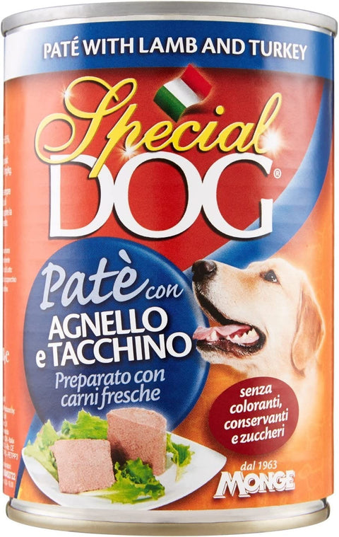 RICEL SUD Nassfutter Monge Special Dog Pate '12 Stück à 400 gr Fleisch Lamm/Truthahn Hunde Erwachsene 8090212328094