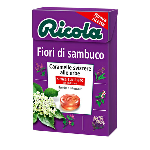 Ricola Fiori di Sambuco bonbon ältere Blumen erfrischend ohne zucker box 50 g 20x italienisch Original Süßigkeiten