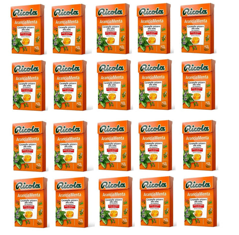 Ricola Pfefferminz- & Mentholbonbons 20x Ricola Astuccio Arancia Menta bonbon Minz Orange erfrischend ohne zucker box 50g 7610700901038