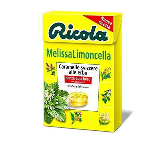 Ricola Pfefferminz- & Mentholbonbons Ricola Melissa Limoncella bonbon mit Zitrone und Menthol ohne zucker box 20x 50g italienisch Original 7610700901021