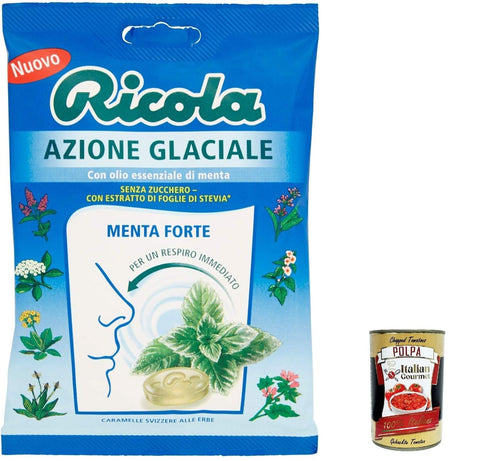 Ricola Azione Glaciale Menta forte bonbon Menthol erfrischend ohne zucker 24x70g Original italienisch Gebäck