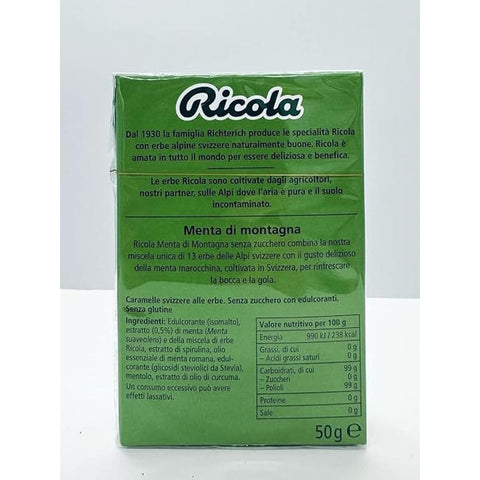 Ricola Sortimentpackungen Ricola Caramelle alle erbe alla menta di montagna Schweizer Bergminze Kräuterpastillen, zuckerfrei – 20 x 50 g 7610700626528