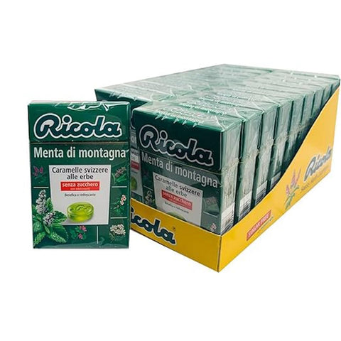 Ricola Sortimentpackungen Ricola Caramelle alle erbe alla menta di montagna Schweizer Bergminze Kräuterpastillen, zuckerfrei – 20 x 50 g 7610700626528