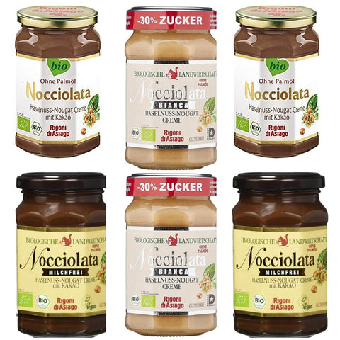 Rigoni di Asiago Haselnuss Rigoni di Asiago Mix Box, Haselnusscreme, Milchfrei und Bianca, 6 x 270g Original italienisch 4058400017797