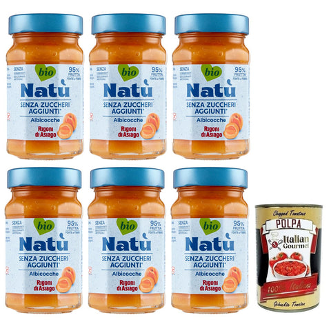 Rigoni di asiago Natù Albicocche Bio-Aprikosen Zubereitung Aprikosenmarmelade Ohne Zuckerzusatz 240 g 6x italienisch Original Pastasauce + kostenlos Polpa di
