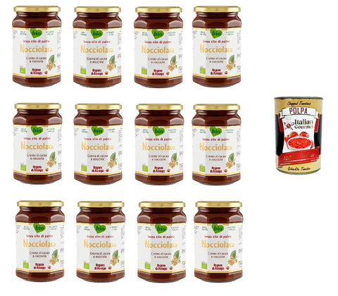 Rigoni di asiago Schokoladenaufstrich 12x Rigoni di Asiago Nocciolata, Nuss Nougat Creme, Haselnusscreme ohne Palmöl | Nuss Nougat Creme ohne Palmöl | Brotaufstrich 650g + Italian Gourmet Polpa 400g 8052575090148