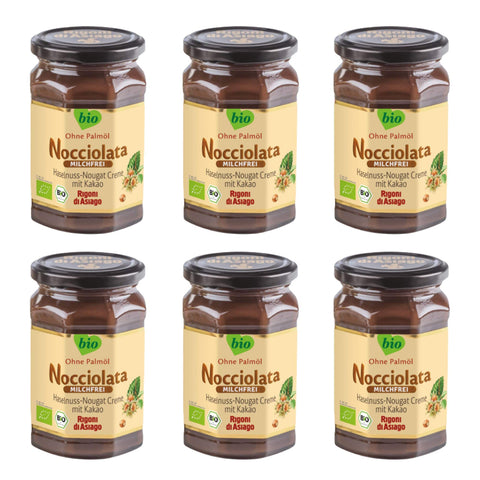 Rigoni di Asiago Nocciolata Milchfrei Haselnusscreme ohne Palmöl Nuss Nougat Creme ohne Palmöl Leckerer Brotaufstrich 6x 650g italienisch Original