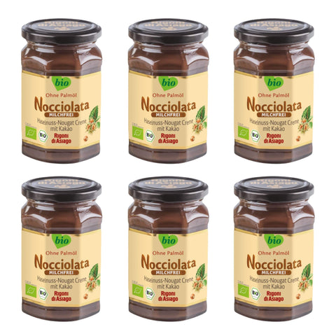 Rigoni di Asiago Nocciolata Milchfrei Haselnusscreme ohne Palmöl Nuss Nougat Creme ohne Palmöl Leckerer Brotaufstrich 6x 650g italienisch Original