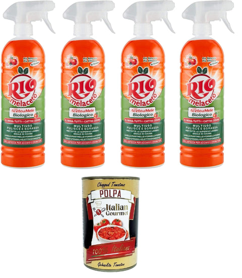 Rio Casa Mia Rio Melaceto Con Aceto di Mele Multiuso, pulisce e sgrassa mit Apfelessig Vielseitig einsetzbar, reinigt und entfettet 4x800 ml italienisch Original