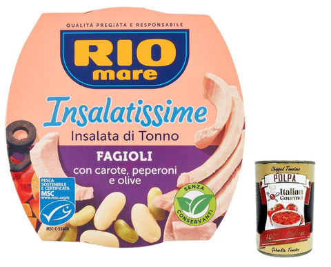 Rio Mare Fertiggerichte 12x Rio Mare Insalatissime fagioli e tonno Mischung aus Bohnen und Thunfisch 160g + Italian Gourmet polpa 400g 8004030023017
