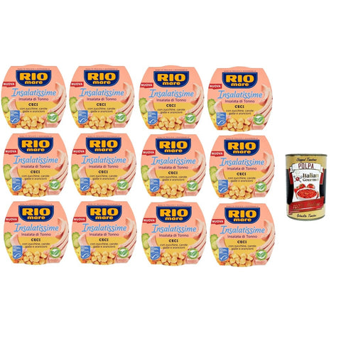 Rio Mare Fisch & Meeresfrüchte Rio Mare Insalatissime di tonno Gusto Ceci ready to eat Tuna salad Thunfischsalat mit Kichererbsen Zucchini und Karotten Fertiggerichte 12x160 g italienisch 8032804040014