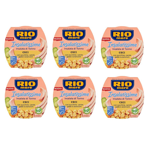 Rio Mare Fisch- & Meeresfrüchtesalate 6x Rio Mare Insalatissime Ceci Thunfischsalat Kichererbsen mit Zucchini und Karotten Fertiggerichte 160g 8004030855038