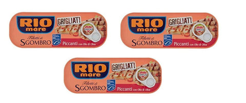Rio Mare filetti di Sgombro scharf gegrillte Makrelenfilets mit Olivenöl 3x120g Original italienisch Feinkost