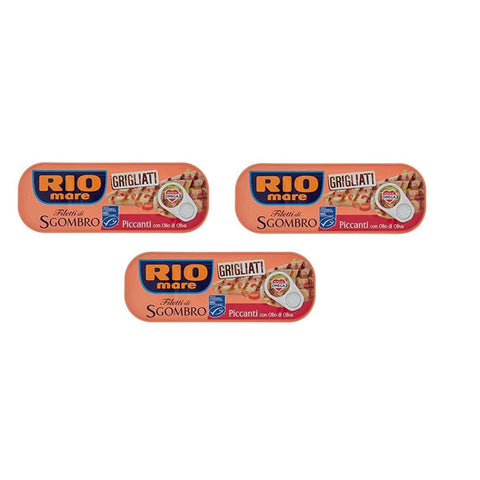 Rio Mare filetti di Sgombro scharf gegrillte Makrelenfilets mit Olivenöl 3x120g Original italienisch Feinkost