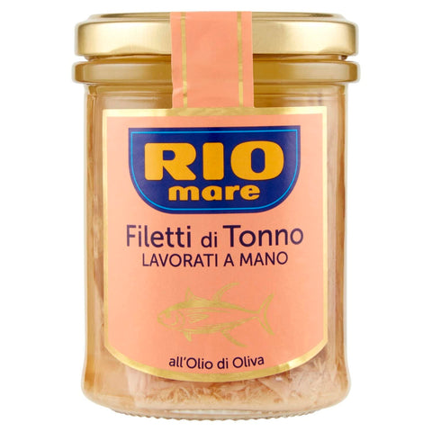 Rio mare Filetti di Tonno all'olio di oliva, Handgemacht, Thunfischfilets in Olivenöl Glas 3x180g Original italienisch Feinkost