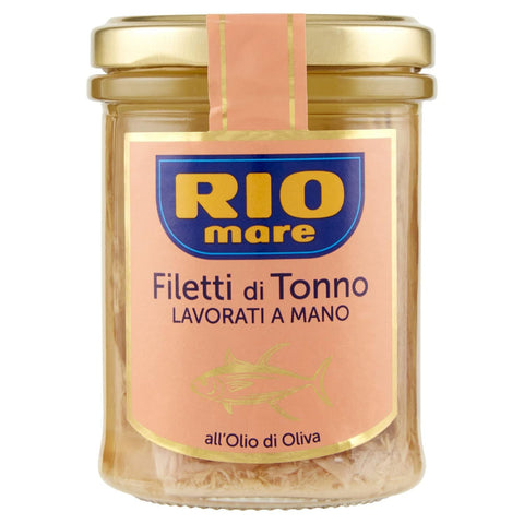 Rio mare Filetti di Tonno all'olio di oliva, Handgemacht, Thunfischfilets in Olivenöl Glas 6x180g Original italienisch Feinkost