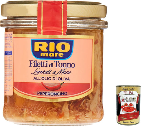 Rio Mare Filettini di Tonno all'Olio di Oliva con Peperoncino Thunfischfilets in Olivenöl mit Chili, handgemacht 6x130g Original italienisch Feinkost