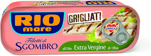 Rio Mare Fleisch, Geflügel & Wild Rio Mare Filetti di Sgombro Grigliati all'Olio Extra Vergine di Oliva Gegrillte Makrelenfilets mit nativem Olivenöl extra 120g reich an Omega 3 8004030622012