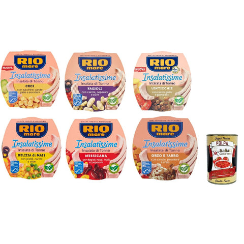 Rio Mare Fleisch, Geflügel & Wild Rio Mare Insalatissime Thunfischsalat Testpaket Fertiggerichte 6x 160g Original italienisch inkl. Italian Gourmet Polpa 400g 8004030855038