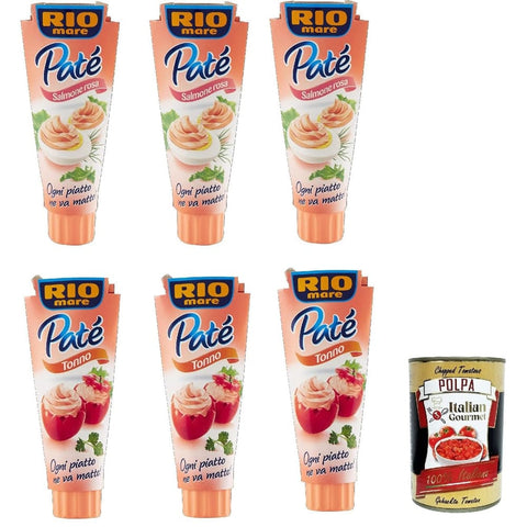 Rio Mare Fleisch, Geflügel & Wild Rio Mare Patè Testpaket Tonno und Tonno Salmone rosa Lachs Thunfischcreme 6x 100 g Streichfähige italienisch Original 8004030070004