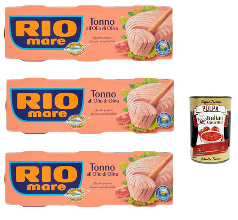Rio Mare Tonno all'Olio di Oliva Thunfisch in Olivenöl Gelbflossen thun 120 g 9x italienisch Original + gratis polpa 400 g