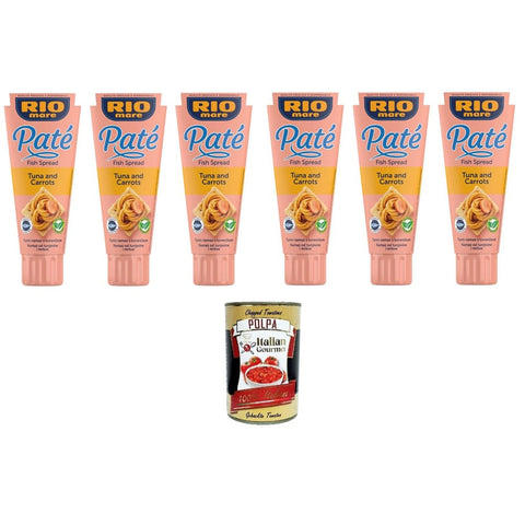 Rio Mare Koch- & Backzutaten Rio Mare Patè Tonno e Carote Thunfisch-Karotten-Patè 6x100gr Original italienisch inkl. Italian Gourmet Polpa 400g 8032804040014