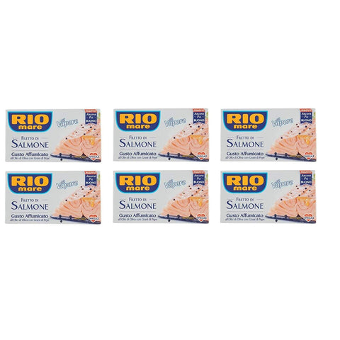 Rio Mare Salmone Affumicato Lachsfilet In Olivenöl mit Pfeffer geräuchert 6x125g Original italienisch Feinkost