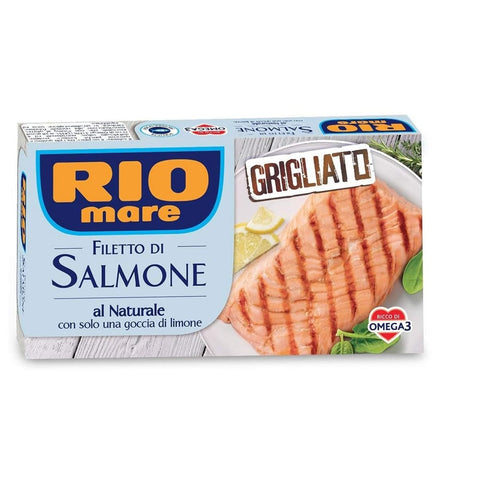 Rio Mare Lachs Rio Mare Filetto di Salmone Grigliato al Naturale con una goccia di limone Gegrilltes Lachsfilet mit einem Tropfen Zitrone 125 g reich an Omega 3 italienisch Original 8004030525023