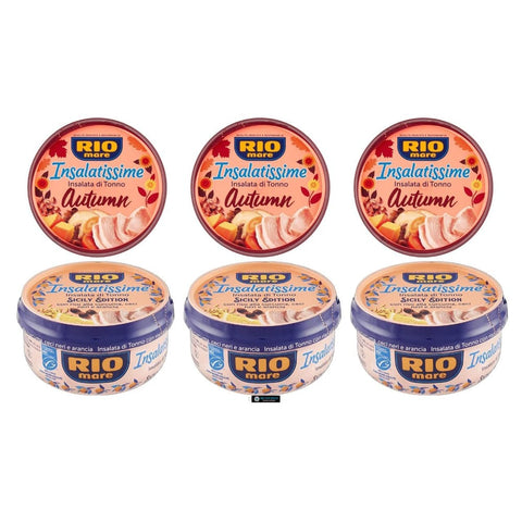 Rio Mare Nudelgerichte Rio Mare Insalatissime Set, Thunfischsalat Herbst Edition mit Linsen und Kürbis, 3x220g, Sizilien Edition mit Kurkuma-Reis, 3x220g, 6 er pack Original italienisch inkl. Italian Gourmet Polpa 400g
