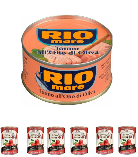 Rio Mare Pastasaucen 24 x 80 g Rio Mare Tonno olio di oliva Tuna in Olive Oil + Italian Gourmet 100% italienische geschälte Tomaten dosen 6x 400g 8388766535601