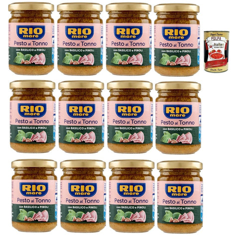 Rio Mare Pasten & Kochsaucen Rio Mare Pesto al Tonno con Basilico e Pinoli, Thunfischpesto mit Basilikum und Pinienkernen pasta sauce 12x 130 g italienisch Original 8004030506152