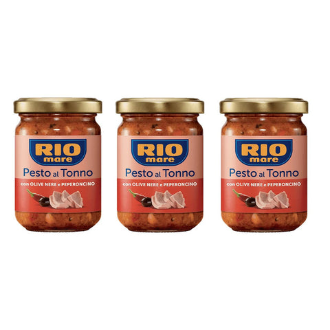 Rio Mare Pesto al Tonno con Olive Nere e Peperoncino Thunfischpesto mit schwarzen Oliven und Chili 130 g italienisch Original