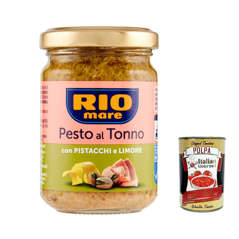 Rio Mare Pesto al Tonno con Pistacchi e Limone, Thunfischpesto kochsauce mit Pistazien und Zitrone 130 g italienisch Original