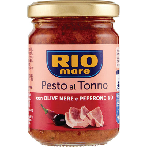 Rio Mare Pesto al Tonno con Olive Nere e Peperoncino Thunfischpesto mit schwarzen Oliven und Chili 130g Original italienisch