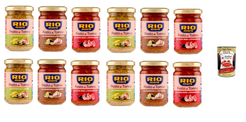 Rio Mare Pesto Rio Mare Pesto al Tonno testpaket, Thunfischpesto kochsauce mit Mandeln und Pecorino - mit Pistazien und Zitrone - mit schwarzen Oliven und Chili 12x 130g + Italian Gourmet polpa 400g 8004030506091