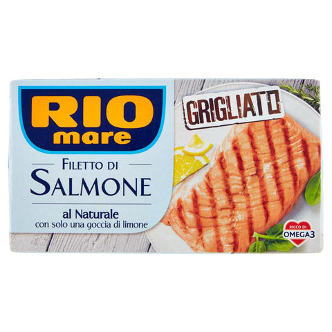 Rio mare Filetto di Salmone Grigliato al Naturale con una goccia di limone Gegrilltes Lachsfilet mit einem Tropfen 6x125g Original italienisch Sauce