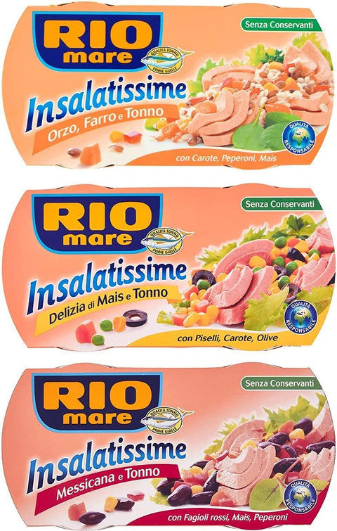 Rio Mare Insalatissime testpaket Insalatissime Delizia di Mais e Tonno Pinne Gialle Insalatissime alla Messicana e Tonno 2 x 160g italienisch Original