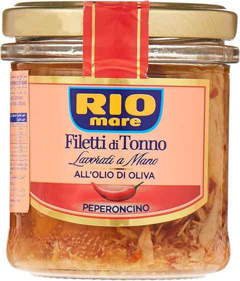 Rio Mare Filetti di Tonno al Peperoncino in Olio di Oliva Thunfischfilets in Olivenöl mit Chili 6x 130g Original italienisch