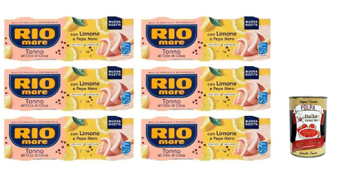 Rio Mare Thunfisch in Olivenöl mit Zitrone und schwarzem Pfeffer, 6 Packung mit 3 x 65 g, Gesamtgewicht 390 g italienisch Original