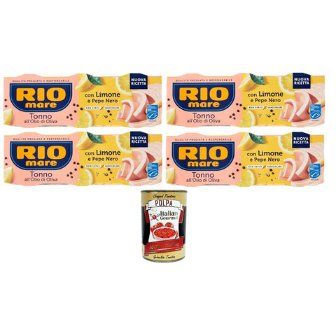 Rio Mare Tonno all’Olio di Oliva con Limone e Pepe Nero Thunfisch in Olivenöl mit Zitrone und schwarzem Pfeffer 4x195 gr Packung mit 3 65 g Dosen italienisch Original