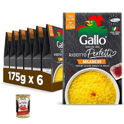 Riso Gallo Reisgerichte Riso Gallo Gallo Risotto Perfetto Milanese Mailänder Risotto Mix 100% Reis 6x 175g italienisch Original 8001420005806